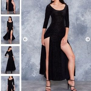 Blackmilk BURNED VELVET 3/4 SLEEVE MAXI DRESS SZ M